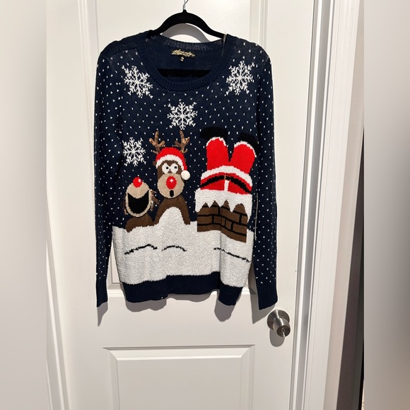 Absolutely Sweaters - Festive Navy Blue Holiday Sweater